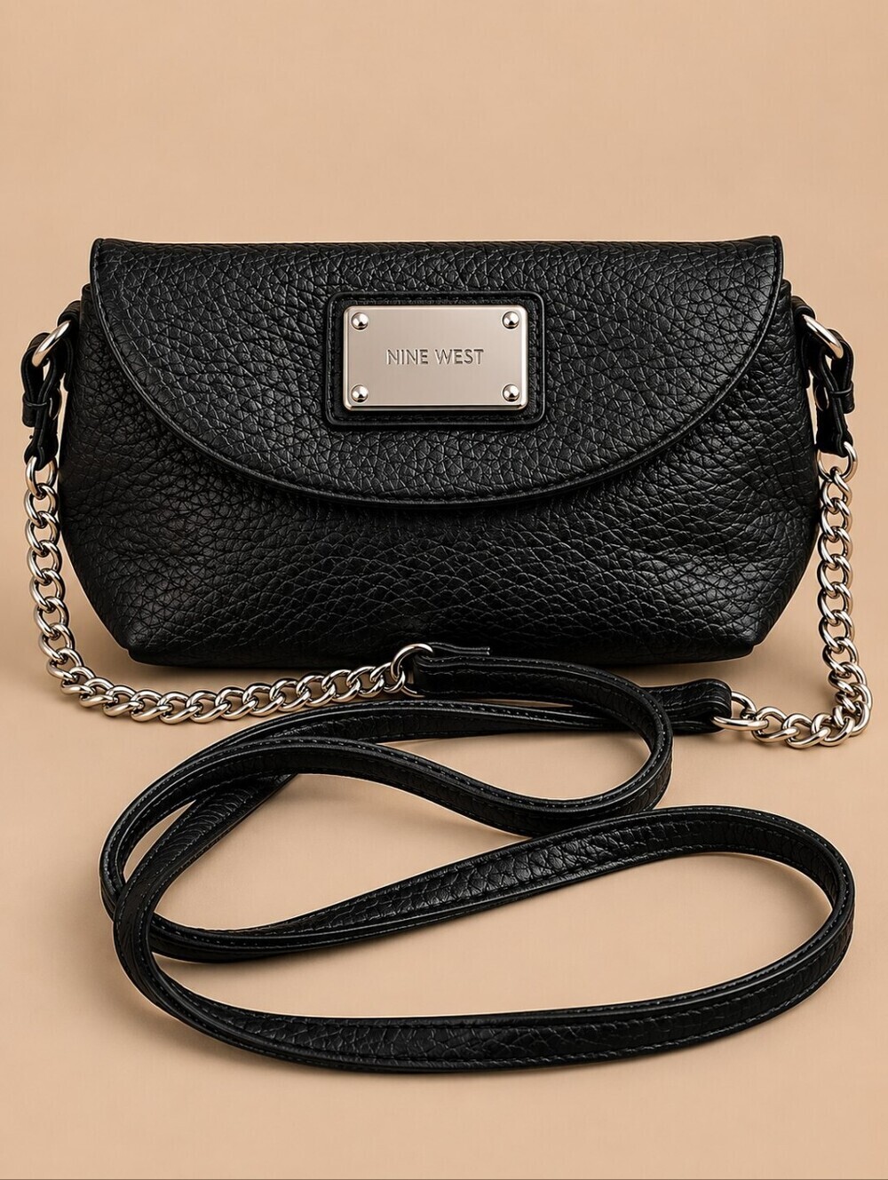 NINE WEST 1990s Black Crossbody Micro Mini Envelope Purse